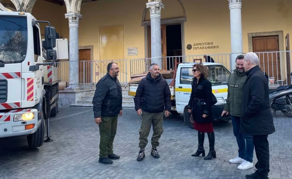 Αυτοψία στα έργα αποκατάστασης της εισόδου της Βασιλικής του Αγίου Μάρκου